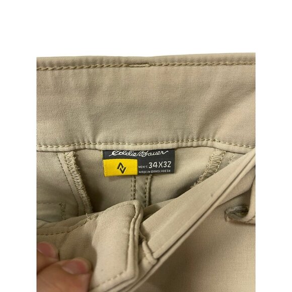 Eddie Bauer Travex Pants Mens 34x32 Cream Hiking Nylon Stretch Straight - Picture 2 of 7